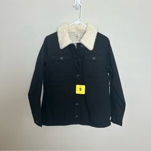 Women’s Hang Ten Chore Coat, Sherpa Collar,  Size Small, Black